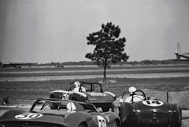 Dave MacDonald and Fireball Roberts co-drive the Shelby Cobra Roadster at the 12 HRS Sebring in 1963